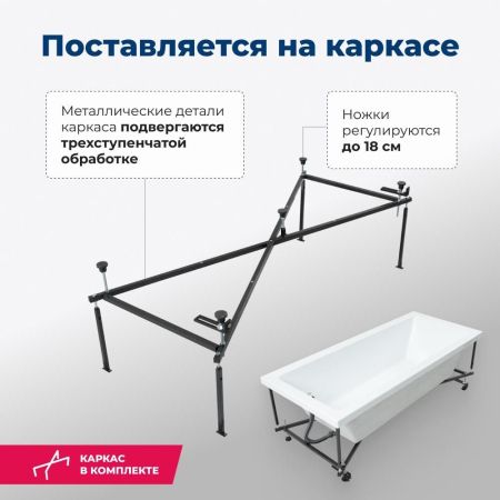 Акриловая ванна Aquanet Grace 180x80 (с каркасом), артикул 00292067