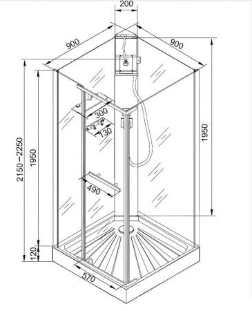 Кабина MiMi901B душевая Cerutti SPA (90x90x215-225)