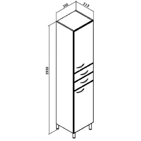 Шкаф пенал Runo 35 4620750021184 с бельевой корзиной L Белый