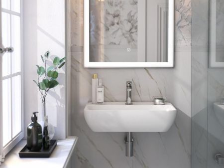 Раковина PLAZA подвесная 55, белая глянцевая, артикул PLR.wb.55.02