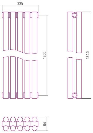 Отопительный радиатор ЭСТЕТ-11 н/ж 1800х225 / 5 сек (САТИН) Отопительный радиатор ЭСТЕТ-11 н/ж 1800х225 / 5 сек (САТИН)