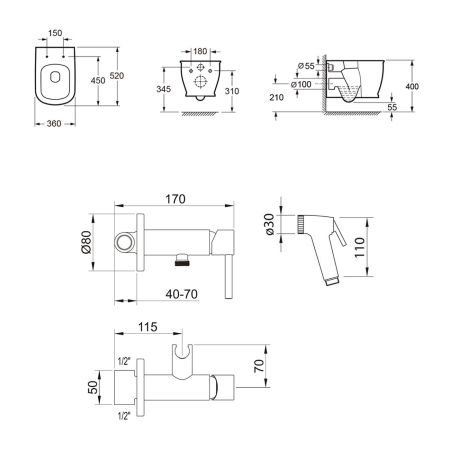 Комплект 2 в 1 Lavinia Boho Bell Pro Rimless 21070001, артикул 21070001