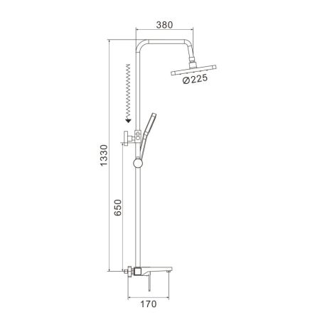 Душевая система Shevanik S9736T, оружейная сталь