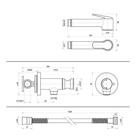 Гигиенический душ, Bossini, Paloma Brass, с прогрессивным смеситетелем, шланг-есть, длина шланга, мм-1250, держатель-в комплекте, материал-латунь, цвет-никель шлифованный, артикул E37005B.094