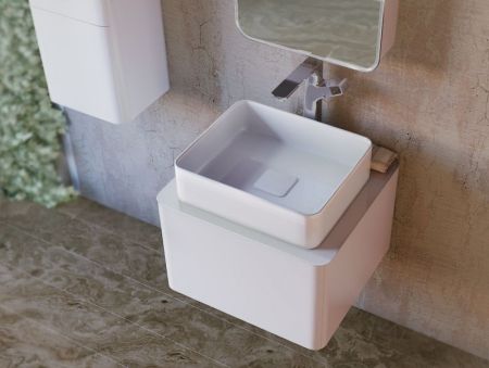 Тумба под раковину Raval Pure 56 подвесная Белая, артикул Pur.01.56/P/W