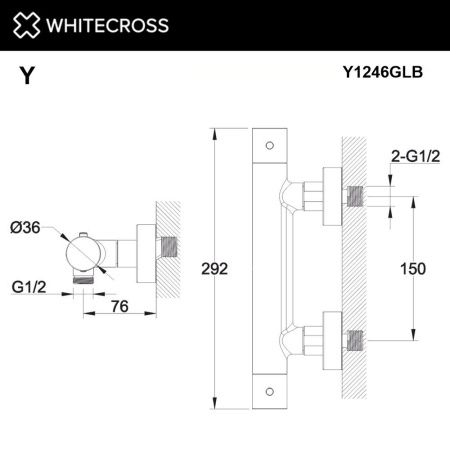 Смеситель термостатический для душа WHITECROSS Y Y1246GLB (брашированное золото)