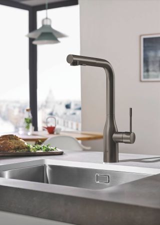 Смеситель для кухни GROHE Essence New, L-излив, тёмный графит матовый (30270AL0)