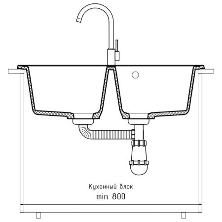 Кухонная мойка GranFest STANDART 780K, кашемир, артикул S-780K кашемир