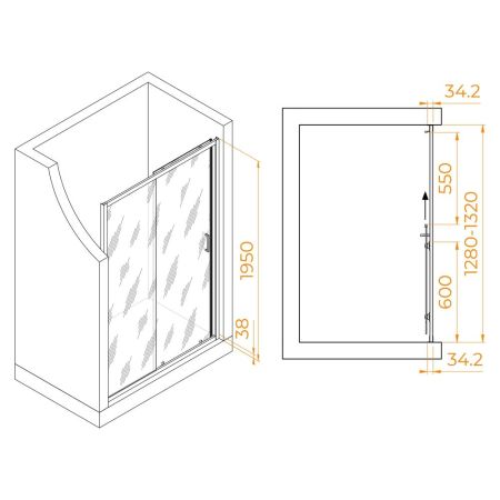 Душевая дверь RGW PA-14Gb (Прозрачное, 1300), артикул 41081413-016