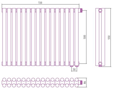 Отопительный радиатор ЭСТЕТ-11 н/ж EU50 500х720 / 16 сек (БЕЛЫЙ), артикул 12-0312-5016