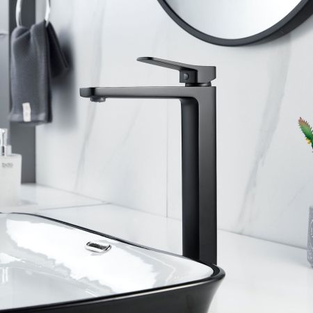 Смеситель для раковины высокий  Raffine F1199H, черный, артикул F1199H