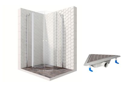 Душевой уголок Ambassador Nord 13011102-ST18, полукруглый, угловой трап, 100х100, артикул 13011102-ST18