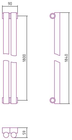 Отопительный радиатор ЭСТЕТ-1 н/ж 1800х90 / 2 сек (МУАР Темный Титан)