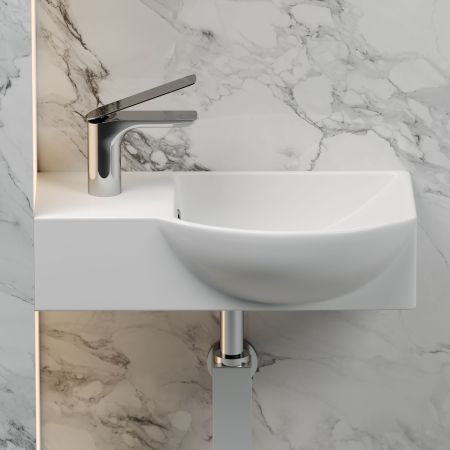 Умывальник подвесной прямоугольный  с крепежом (чаша справа, отверстие под смеситель слева) Element 400*220*120мм CN6039R, артикул CN6039R