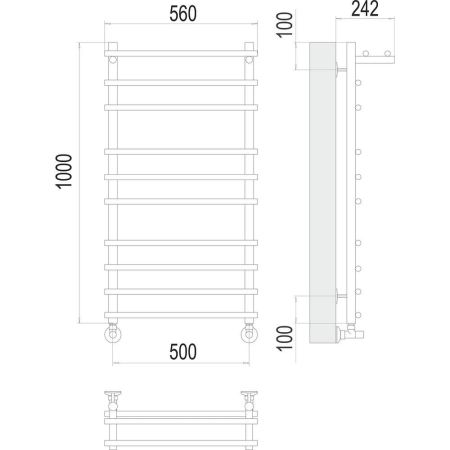 Полотенцесушитель водяной с полкой Terminus Ватра П10 50х100, артикул 4670078529497