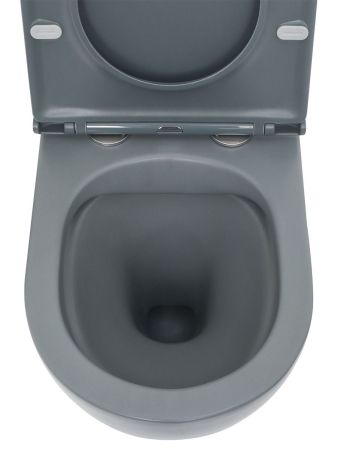 AQM2002MGR Унитаз подвесной с сиденьем SoftClose, технология смыва Rimless, скрыт.крепеж. Цвет серый, артикул AQM2002MGR