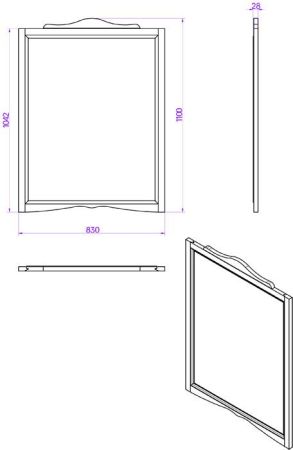 TW Veronica, Зеркало 83*h110см, цвет: noce