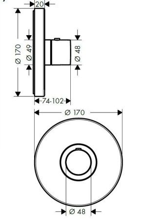 AX ShowerSelect Встраиваемый термостат для душа, 1 потреб, (внешняя часть), цвет: хром