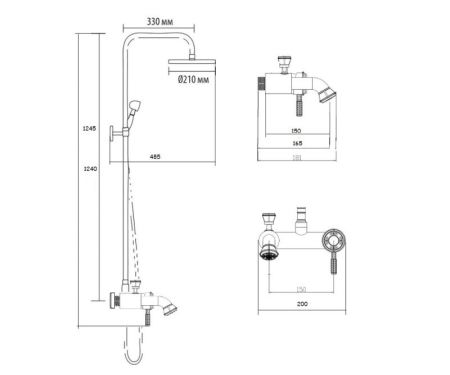 Душевая система Bronze de Luxe WINDSOR 10124R, бронза, артикул 10124R