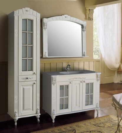 Тумба с раковиной Атолл Александрия 100K black (чёрный патина серебро)