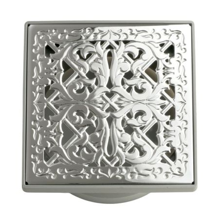 Трап душевой 112х112 мм с гидрозатвором и декоративн. решеткой хром, артикул 24892