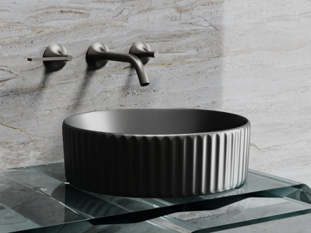 Умывальник чаша накладная круглая (цвет Темный Антрацит Матовый) Элемент (Element) 360x360x115мм, артикул CN6057MDH