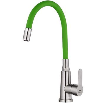 Смеситель для кухни с гибким изливом FASHUN A54301-6, сатин/зеленый