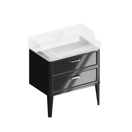 Kerama Marazzi Тумба POMPEI напольная с 2 ящиками 80, черная глянцевая, артикул PO.N.80.2\BLK