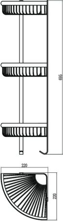 Полка решетка угловая тройная Savol (S-5854-3), артикул S-5854-3