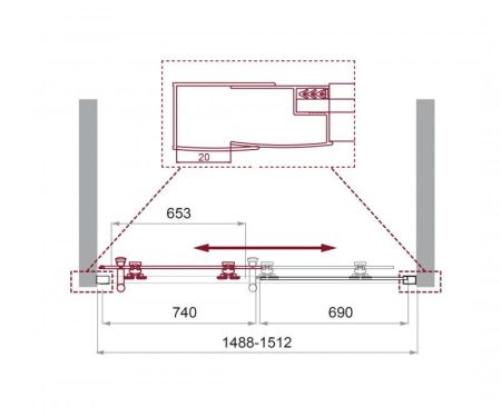 Душевая дверь в нишу BELBAGNO UNO-195-BF-1, артикул UNO-195-BF-1-140-CH-CR