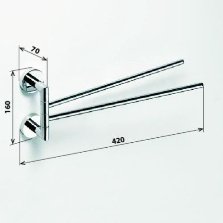 Полотенцедержатель OMEGA двойной поворотный 55*165*450мм, артикул 104204102