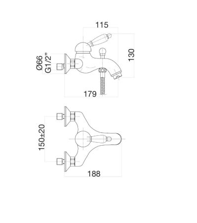 Смеситель для ванны Fiore IMPERIAL 83OO5101, золото, артикул 83OO5101