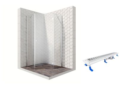 Душевой уголок Ambassador Diamond 12011112R-ST8, пятиугольный, линейный трап, 100х100, артикул 12011112R-ST8