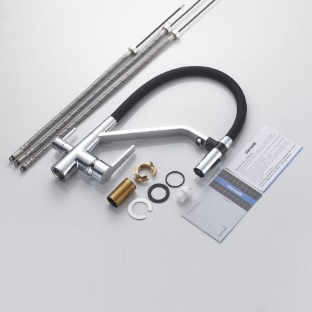 Смеситель для кухни с гибким изливом и подключением фильтра Shevanik S278, хром, артикул S278