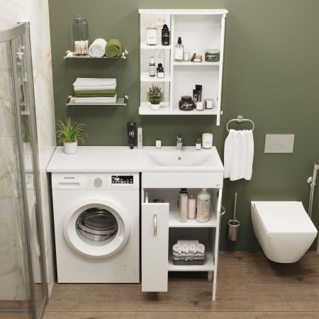 Шкаф-зеркало Onika Карина 55 белый, правый, с подсветкой, артикул 205513