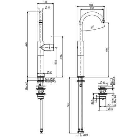 FIMA|Carlo Frattini Spillo Up Смеситель для раковины, вращающийся излив, с донным клапаном click-clack, цвет хром