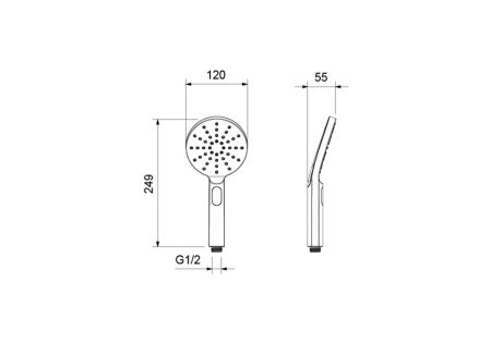 Ручной душ Select 120 3 jet AQUATEK, матовый черный AQ2006MB ОБЕРОН, артикул AQ2006MB
