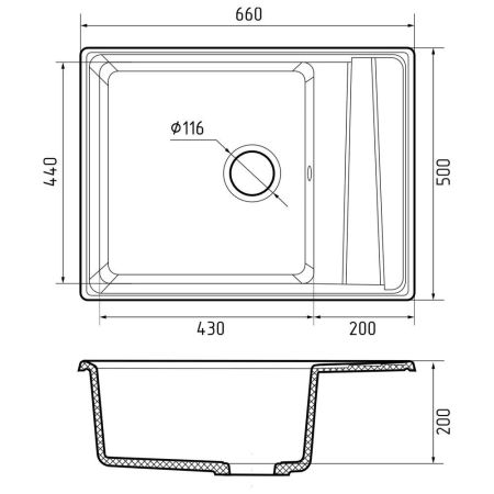 Кухонная мойка GranFest LEVEL 660L, кашемир, артикул LV-660L кашемир