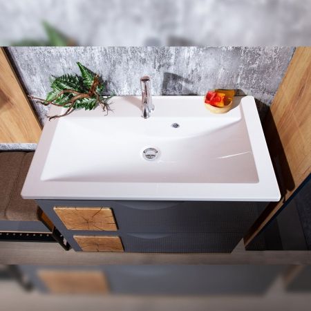 Комплект мебели для ванной Бриклаер Форест 80, дуб золотой/антрацит, артикул Форест 80