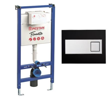 Инсталляция Pestan для подвесного унитаза в комплекте с кнопкой, цвет черный, артикул SET40006356DB