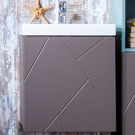 Тумба под раковину Бриклаер Кристалл 50 подвесная Ясень Анкор темный, артикул 4627125414503