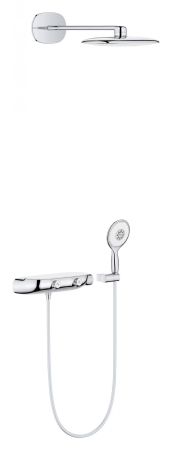 Душевая система GROHE Rainshower SmartControl 360 MONO с термостатическим смесителем, 2 режима верхнего душа, (без встраиваемой части), белая луна (26446LS0), артикул 26446LS0