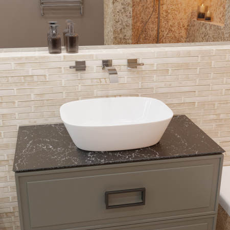 Раковина STEFANIA с установкой на столешницу прямоугольной формы 700-026W, артикул 700-026W