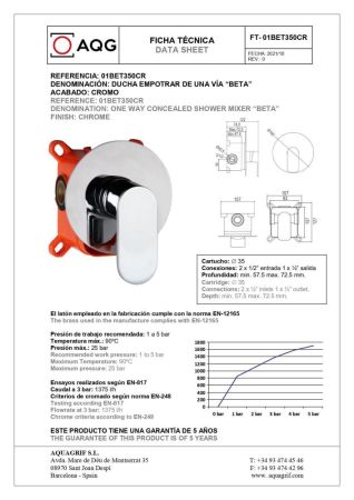 AQG Beta, встраиваемый смеситель для душа, цвет хром, артикул 01BET350CR