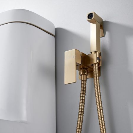 Гигиенический душ со смесителем Shevanik S127G, золотой сатин