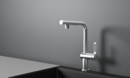 Смеситель для кухни GRANULA с выдвижным изливом и подключением к фильтру (8169, НЕРЖ), артикул 8169, НЕРЖ