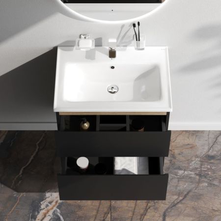 M85AFHX0652BM X-Joy, База под раковину, подвесная, 65 см, 2 ящика, черный матовый, артикул M85AFHX0652BM