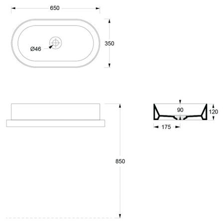 Alice Spy Раковина Oval 65x36хВ12, накладная, без отверстия под смеситель, белый матовый, артикул 34240109