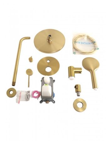 RELAX-DSET-GM Душевой комплект встраиваемый (смеситель встраиваемый, верхний душ, ручной душ со шлангом, штуцер с держателем), оружейная сталь, артикул RELAX-DSET-GM