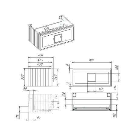 Тумба под раковину подвесная La Fenice Cubo FNC-01-CUB-С-90, бежевая, артикул FNC-01-CUB-С-90